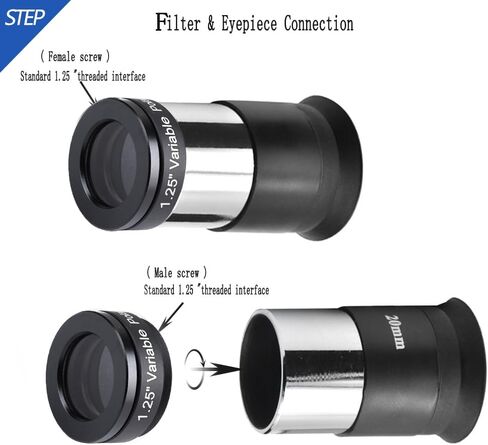 Starboosa 1.25 Inch Moon Filter Aluminum Frame Light Pollution Filter for Telescope Eyepieces in Kuwait