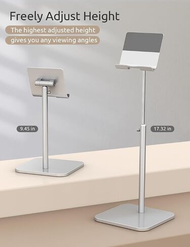 ODOSOLA Tablet Stand Height Angle Adjustable, Eye-Level Desktop iPad Stands Tablet Holder for Home Office, Cradle Dock for iPad Pro 12.9, Air Mini 4, Kindle, E-Reader, Nexus, iPhone (4-13'') Silver in Saudi Arabia