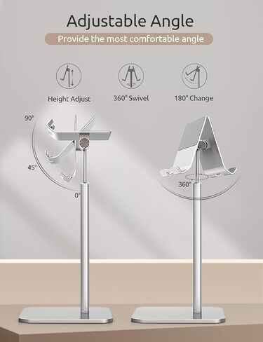 ODOSOLA Tablet Stand Height Angle Adjustable, Eye-Level Desktop iPad Stands Tablet Holder for Home Office, Cradle Dock for iPad Pro 12.9, Air Mini 4, Kindle, E-Reader, Nexus, iPhone (4-13'') Silver in Saudi Arabia