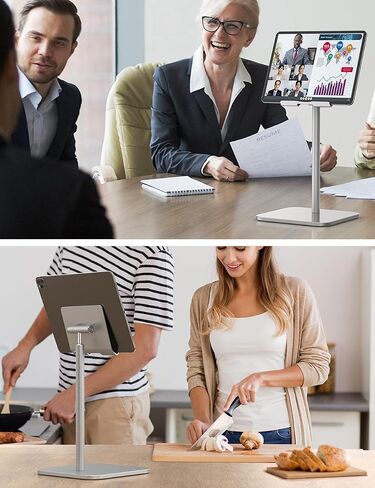ODOSOLA Tablet Stand Height Angle Adjustable, Eye-Level Desktop iPad Stands Tablet Holder for Home Office, Cradle Dock for iPad Pro 12.9, Air Mini 4, Kindle, E-Reader, Nexus, iPhone (4-13'') Silver in Saudi Arabia