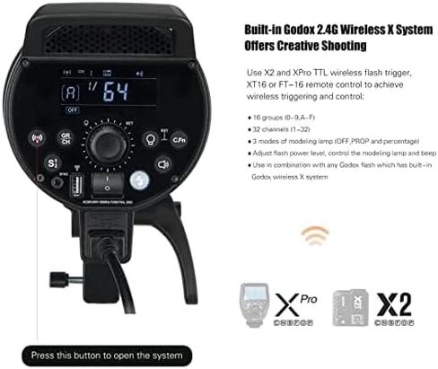 Godox DP600III-V Upgraded Studio Flash Light 600Ws Power GN106 5600±200K Strobe Lighting Built-in 2.4G Wireless X System Bowens Mount Photography Flashes for Wedding Fashion Advertising Photography in Saudi Arabia