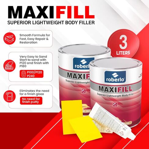 حشو جسم خفيف الوزن للغاية من Maxifill، سهل الصنفرة، عبوتان - سعة تعبئة استثنائية، سهل للغاية في الرمل، يلتصق بالمجلفن والألومنيوم، لا حاجة إلى طلاء نهائي، خالي من البقع والبقع in Saudi Arabia