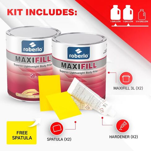 حشو جسم خفيف الوزن للغاية من Maxifill، سهل الصنفرة، عبوتان - سعة تعبئة استثنائية، سهل للغاية في الرمل، يلتصق بالمجلفن والألومنيوم، لا حاجة إلى طلاء نهائي، خالي من البقع والبقع in Saudi Arabia