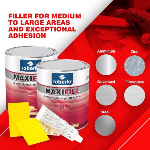 حشو جسم خفيف الوزن للغاية من Maxifill، سهل الصنفرة، عبوتان - سعة تعبئة استثنائية، سهل للغاية في الرمل، يلتصق بالمجلفن والألومنيوم، لا حاجة إلى طلاء نهائي، خالي من البقع والبقع in Saudi Arabia