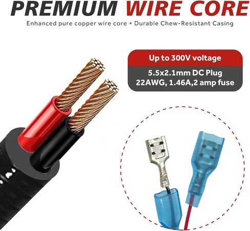 Durable Chew-Resistant Power Cable for Trail Cameras, Compatible with Tactacam Reveal X XB SK, Wise Eye,Covert Cameras, Snyper, etc. 4.0x1.7mm DC Plug to Alligator Clips, 79" in Saudi Arabia