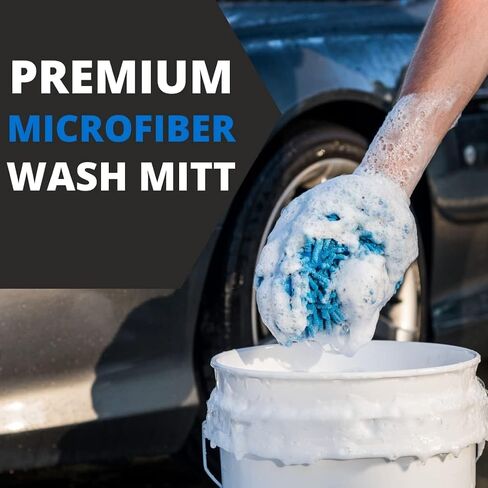 TriNova Premium Chenille Scratch-Free Microfiber Wash Mitt | Car Wash Mitt for Auto Detailing, Reusable Quality Car Washing Automotive Accessory Bright Blue in Saudi Arabia