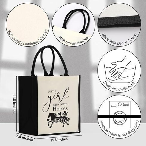 شنطة حمل بتصميم شخصية ايه جيرل لوفز هورس للنساء من هودريو، شنطة شاطئ، شنطة قماشية هدية مرحة للفتيات والنساء ومحبي الخيول والاصدقاء المقربين والتخرج واعياد الميلاد والزفاف والسفر والتخييم والكريسماس, in Kuwait