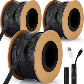 Pangda 300 Feet 1/4 Inch PET Expandable Braided Sleeving Black Braided Cable Sleeve for TV, Computer, Home Theater in Kuwait