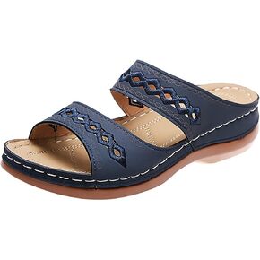 Orthopedic Sandals for Women 2025 Casual Vintage Flats Embroidered Slippers Slip on Sandals Summer Arch Support Slippers Walking Shoes