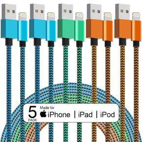6Pack [Apple MFi Certified] iPhone Charger - 3/3/6/6/6/10 FT Lightning Cable Nylon Braided Fast Charging Data Sync Cord Compatible iPhone 14 Pro/13 Pro/12Pro Max/12/11 Pro Max/11/Xs