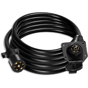 6 FT Heavy Duty 7 Way Trailer Plug Extension Cord 7 Pin Trailer Plug Pure Brass Connector Wire Harness for RV Truck Camper Caravan and Trailer Plug Socket Connector Wire 7 Way - Pure Copper in Kuwait