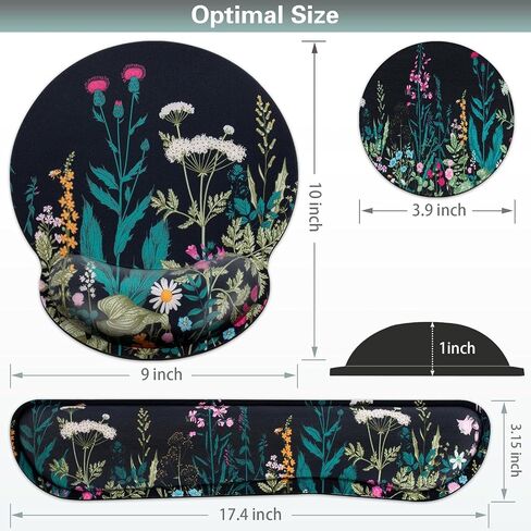 Mouse Pad with Wrist Rest Set, 3-in-1 Wrist Support Mouse Pad Set, Floral | Gaming MousePad with Anti-Skid Base,Ergonomic Mouse Pad,Memory Foam Keyboard Gel Wrists Rest in Saudi Arabia