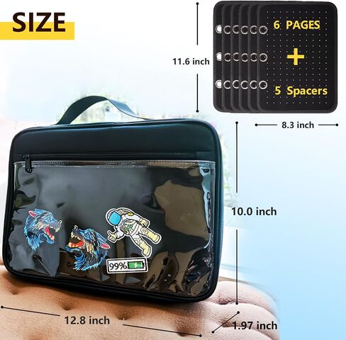 Mi Ya Mi Lai 6Blue binder+5Black Space Page,Large Transparenter Pin Books For Collectors, Enamel Pin Display Pages Pin Carrying Case, Travel Pins Display Bag(6Blue binder+5Black Spaces,Bag Only) in Kuwait