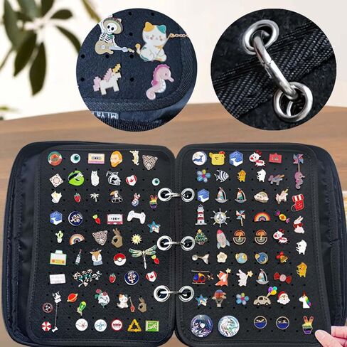 Mi Ya Mi Lai 6Blue binder+5Black Space Page,Large Transparenter Pin Books For Collectors, Enamel Pin Display Pages Pin Carrying Case, Travel Pins Display Bag(6Blue binder+5Black Spaces,Bag Only) in Kuwait