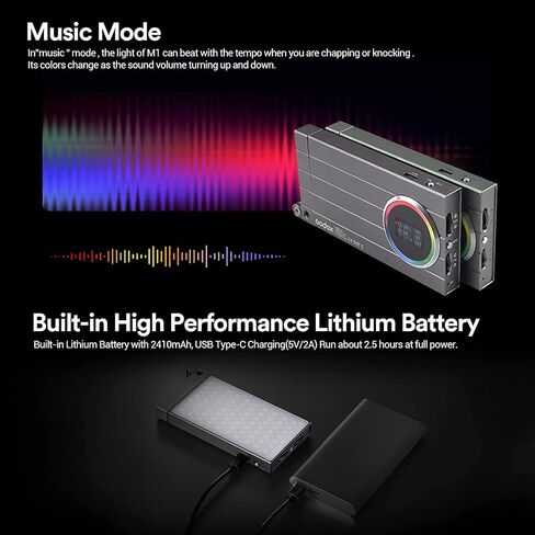Godox C5R RGBWW Video Panel Light, RGB Camera Light with 14 FX Special Effects, Dimmable 2500K to 8500K, Built-in 3.8V/3000mAh Rechargeable Battery, Pocket RGB Video Light for YouTube Video Shooting in Saudi Arabia