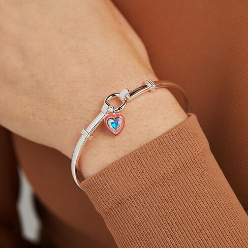 Alex and Ani AA737723SR,Crystal Heart and Epoxy Tension Bangle,Shiny Rose Gold,Blue, Bracelets in Saudi Arabia