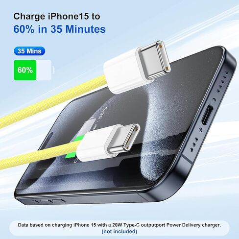 USB C to USB C, 240W USB C Cable, 6.6ft C to C Cable Fast Charging for Macbook Pro/Macbook Air, iPad Pro 12.9-inch, iPhone 15/Pro Max/Pro/Plus, Samsung Galaxy S23,Compatible 140W/100W /65W/45W/35W/20W in Saudi Arabia
