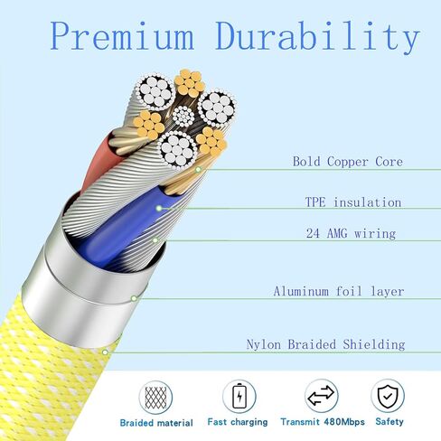 USB C to USB C, 240W USB C Cable, 6.6ft C to C Cable Fast Charging for Macbook Pro/Macbook Air, iPad Pro 12.9-inch, iPhone 15/Pro Max/Pro/Plus, Samsung Galaxy S23,Compatible 140W/100W /65W/45W/35W/20W in Saudi Arabia