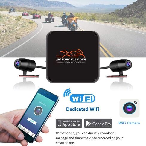 VSYSTO WiFi دراجة نارية داش كام، كامل الجسم مقاوم للماء HD 1080P أمامي وخلفي رياضي مقاوم للحوادث كاميرا DVR للدراجات النارية، رؤية ليلية G-Sensor Loop Recording in Kuwait