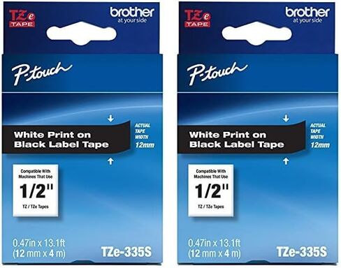 Brother Genuine P-Touch TZe-335S Economy Label Tape, Standard Laminated P-Touch Tape, White on Black, Perfect for Indoor or Outdoor Use, Water Resistant, (4M), Single-Pack in Saudi Arabia