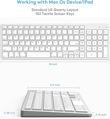 Wired Keyboard for Apple Mac OS Computer/Laptop, Aluminum Alloy Housing,150CM Cable Connection, Plug-N-Play USB Keyboard with Numeric Keypad Available to iMac/Mac Mini or MacBook Pro/Air-Black in Saudi Arabia