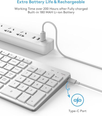 Wired Keyboard for Apple Mac OS Computer/Laptop, Aluminum Alloy Housing,150CM Cable Connection, Plug-N-Play USB Keyboard with Numeric Keypad Available to iMac/Mac Mini or MacBook Pro/Air-Black in Saudi Arabia