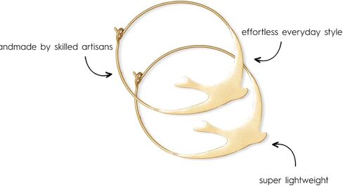 INK+ALLOY Women's Amelia Brass Circle Bird Hoop Earrings Handmade Jewelry for the Modern Bohemian, 1.75-Inch (Gold) in Saudi Arabia
