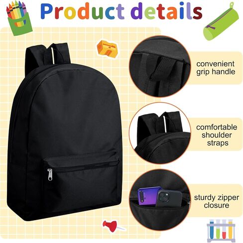 24 Pcs Backpack Bulk 17'' Book Bags and 24 Sets School Supplies Include Color Pens Scissors Rulers Sharpener Ballpoint Pen Pencil Case Erasers Pencils Back to School Stuff for Kids Boys Girls in Saudi Arabia