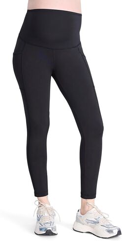 Motherhood Maternity Workout Over the Belly Pregnancy and Postpartum Leggings With Pockets Soft Active Stretchy Pants, Yoga Pants womens, 26 inch black, Small in Saudi Arabia