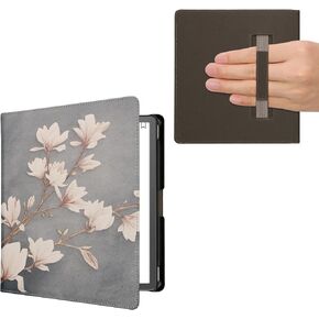 kwmobile Case Compatible with Amazon Kindle Scribe Case - PU Cover w/Strap - Butterfly Tendril Dark Blue in Saudi Arabia