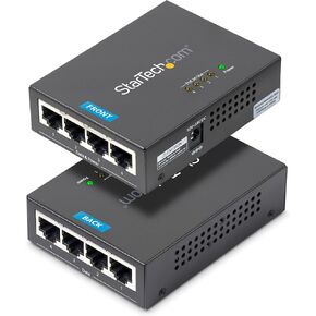 StarTech.com 4 Port Gigabit Midspan - PoE+ Injector - 802.3at and 802.3af - Wall-mountable Power over Ethernet Midspan (POEINJ4G),Black in Kuwait