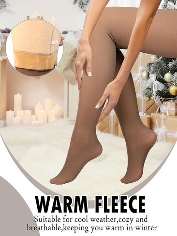4 Pieces Fleece Lined Tights Women Leggings Fake Translucent Warm Tights Sheer Thermal Tights Winter Stockings for Women Girl (Black, Nude, Coffee, Gray,Large Size, Medium Thickness) in Saudi Arabia