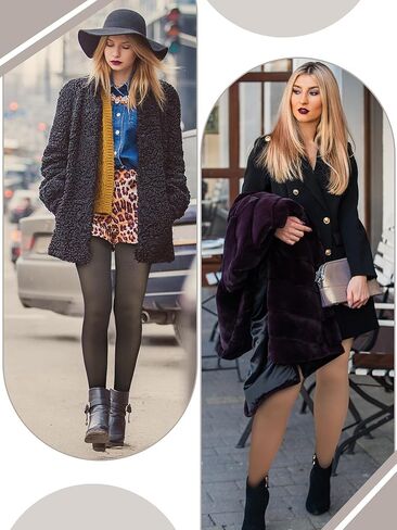 4 Pieces Fleece Lined Tights Women Leggings Fake Translucent Warm Tights Sheer Thermal Tights Winter Stockings for Women Girl (Black, Nude, Coffee, Gray,Large Size, Medium Thickness) in Saudi Arabia