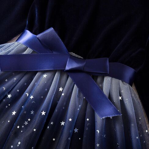 فستان أميرة كاجوال للفتيات الصغيرات بأكمام طويلة وطباعة نجوم بطول الركبة من HNXDYY in Kuwait