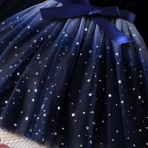 فستان أميرة كاجوال للفتيات الصغيرات بأكمام طويلة وطباعة نجوم بطول الركبة من HNXDYY in Kuwait