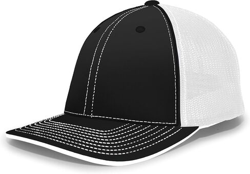 Pacific Headwear Standard Trucker Pacflex Cap, Graphite/Neon Orange/Graphite Large in Saudi Arabia