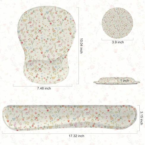 Wrist Rest Support for Mouse Pad Keyboard Set Circle Coaster Gaming Mouse Pad Ergonomic Gel Memory Foam Set for Computer, Laptop, Office, Pain Relief, Comfortably Typing Flowers KM-39 in Kuwait