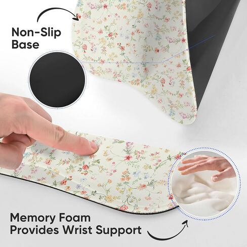 Wrist Rest Support for Mouse Pad Keyboard Set Circle Coaster Gaming Mouse Pad Ergonomic Gel Memory Foam Set for Computer, Laptop, Office, Pain Relief, Comfortably Typing Flowers KM-39 in Kuwait