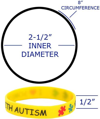 سوار التوعية بالتوحد 2-5 عبوات من الأساور السيليكون للجنسين مقاس البالغين in Kuwait