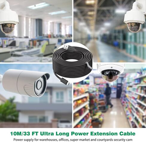 10m/ 33FT Micro USB Power Extension Cable Compatible with Wyze Cam V3, Wyze Cam Outdoor, Blink Camera, Kasa, Arlo Essential, Eufy, Yi, Nest Cam Indoor, Power Charging Cord for Home Security Camera in Saudi Arabia