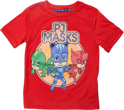 PJ Masks Boys' T-Shirts 3 Pack-Featuring Catboy, Gekko, and Owlette, White/Blue/Red, 6 in Saudi Arabia