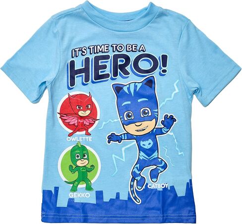 PJ Masks Boys' T-Shirts 3 Pack-Featuring Catboy, Gekko, and Owlette, White/Blue/Red, 6 in Saudi Arabia