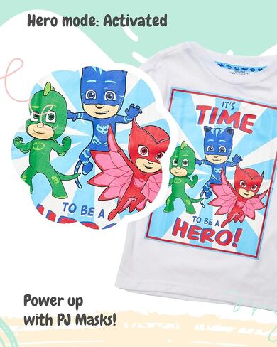 PJ Masks Boys' T-Shirts 3 Pack-Featuring Catboy, Gekko, and Owlette, White/Blue/Red, 6 in Saudi Arabia
