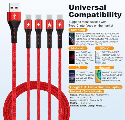 SIQIWO Multi USB C Cable Fast Charging 4FT/2 Pack, 4 in 1 Charger Cord in Kuwait