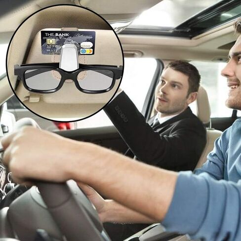 قطعتان من حامل نظارات السيارة، حامل نظارات شمسية عالمي للسيارة من الجلد ومشبك للنظارات لقناع السيارة in Kuwait