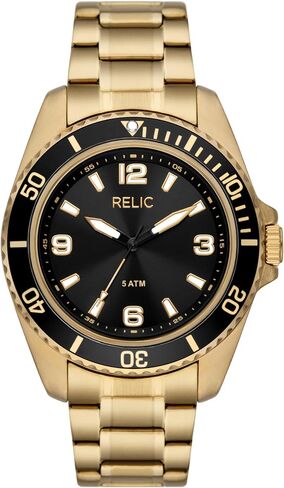 Relic by Fossil Men's Dustin Silver-Tone Sport Bracelet Watch with Black Dial and Bezel (Model: ZR12669) in Saudi Arabia
