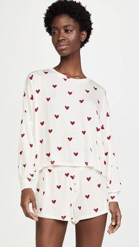 طقم شورت جيرسي نسائي من Honeydew Intimatics All American Jersey، Heather Gray Hearts، S in Saudi Arabia