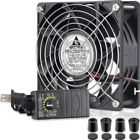 GDSTIME 120mm IP67 Waterproof Fan w/Speed Controller 110V 120V AC Powered | 12V Computer Fan with AC Plug, for Terrarium, Biltong Box, Chicken Coop, Greenhouse Cabinet, DIY Cooling Ventilation Projects in Kuwait