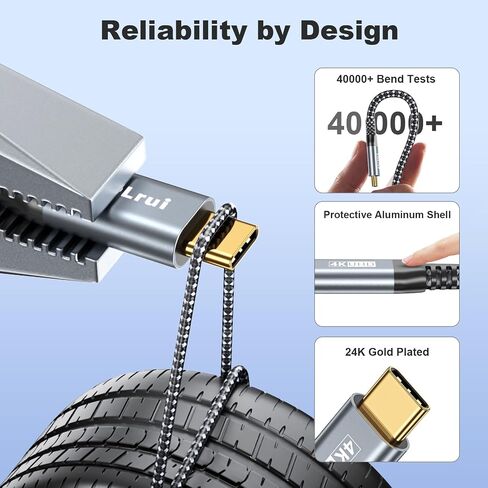 USB C to C 3.2 Gen 2×2 Cable 100W/20Gbps [6FT 2Pack] 4K Video Output Fast Charge Compatible with Thunderbolt 3/4 for iPhone 15 Pro MacBook iPad Galaxy S23 Pixel Dell LG Type C Display Monitor etc. in Kuwait