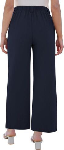POTILI Wide Leg Pants for Women Elastic High Waisted Palazzo Pants Straight Leg Flowy Casual Work Trousers with Pockets in Saudi Arabia